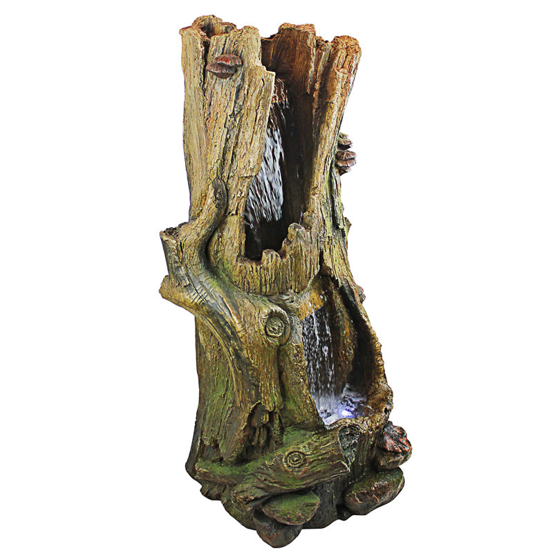 resin turtle cove cascading sculptural fountain with led light